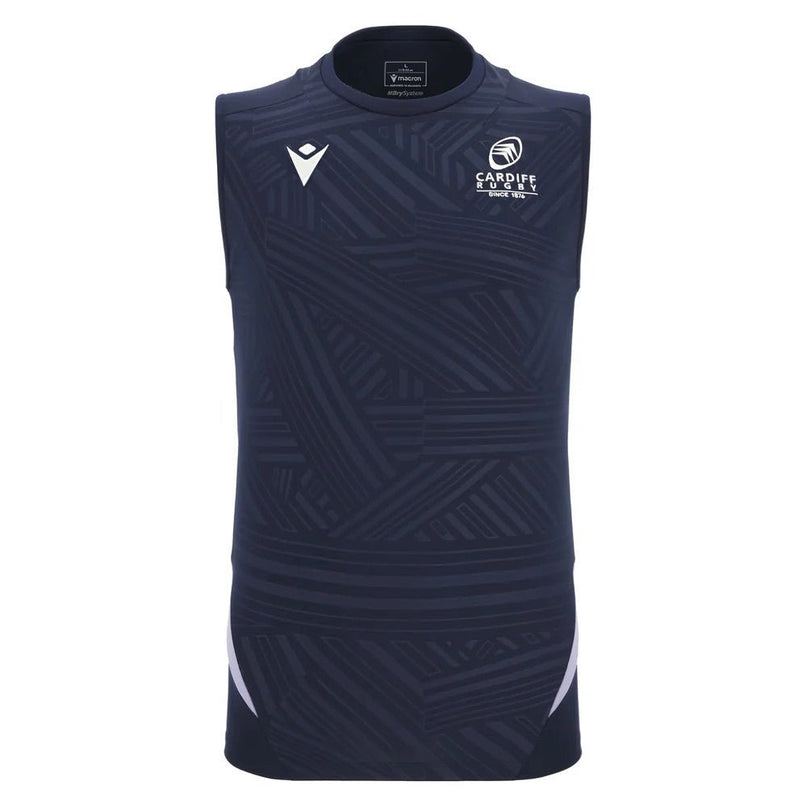 2025-2026 Cardiff Blues Training Poly Sleeveless Shirt (Navy) |Product - Sleeveless | Macron | Absolute Rugby