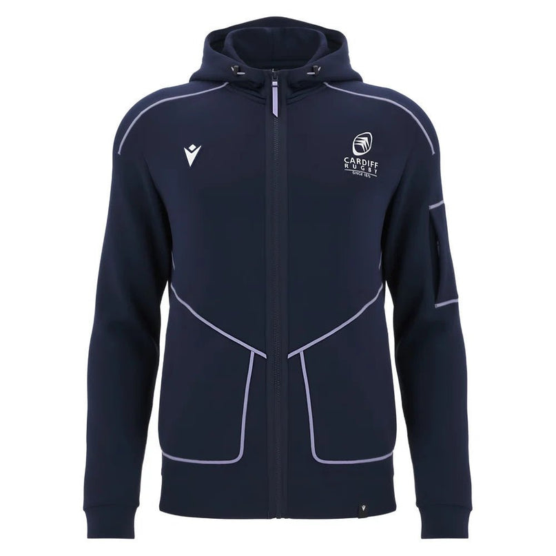 2025-2026 Cardiff Blues Warm Up Ath Full Zip Hoodie (Black) |Product - Hoodies | Macron | Absolute Rugby
