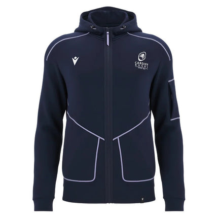 2025-2026 Cardiff Blues Warm Up Ath Full Zip Hoodie (Black) |Product - Hoodies | Macron | Absolute Rugby