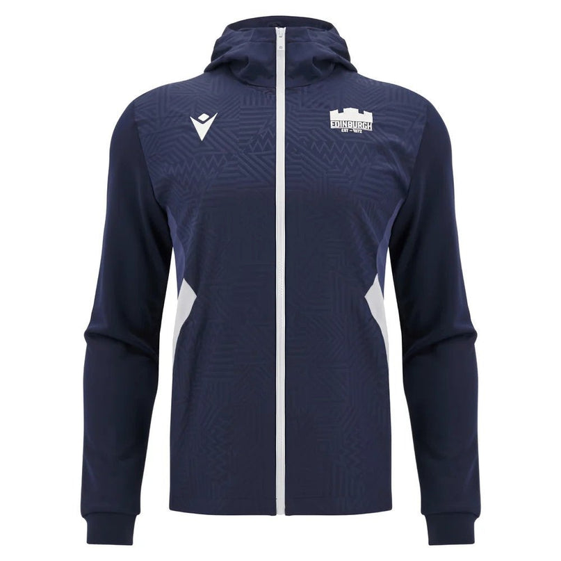 2025-2026 Edinburgh Rugby Hooded Warm Up Jacket (Navy) |Product - Hoodies | Macron | Absolute Rugby