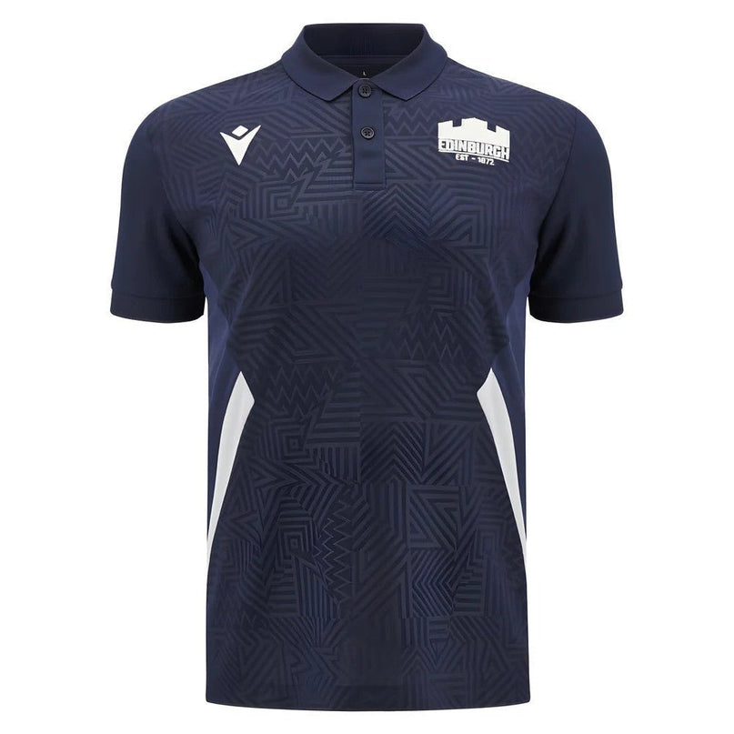 2025-2026 Edinburgh Rugby Travel Polo Shirt (Navy) |Product - Polo Shirts | Macron | Absolute Rugby