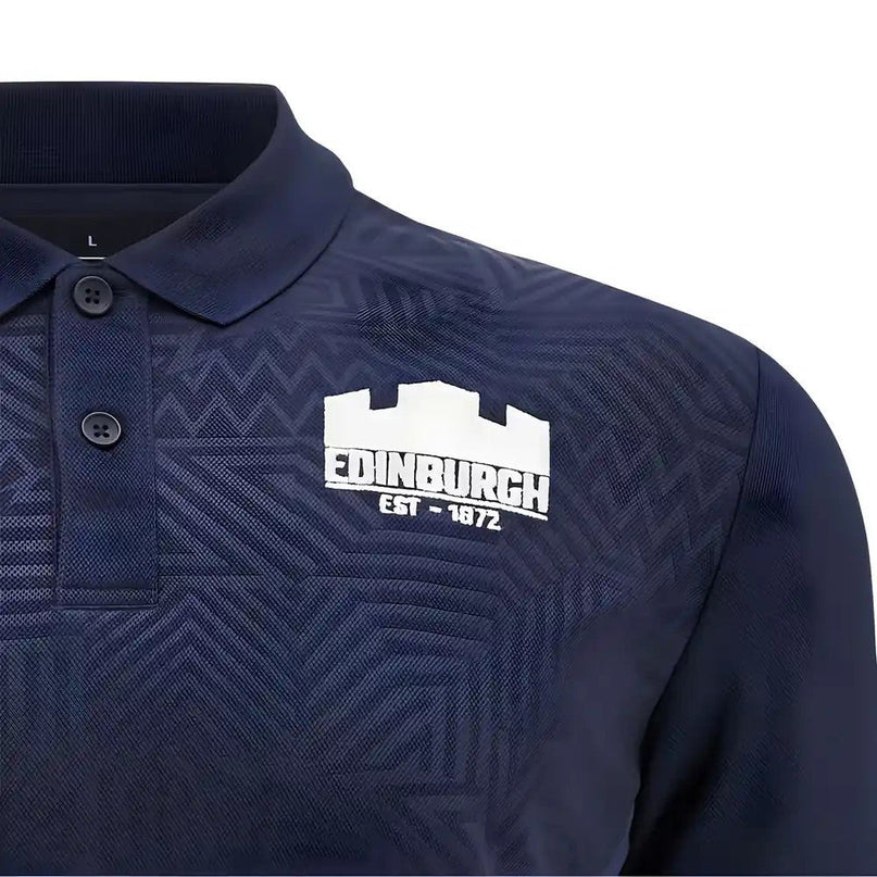 2025-2026 Edinburgh Rugby Travel Polo Shirt (Navy) |Product - Polo Shirts | Macron | Absolute Rugby