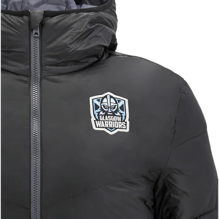 2025-2026 Glasgow Warriors Hooded Bomber Jacket (Black) |Product - Jackets | Macron | Absolute Rugby