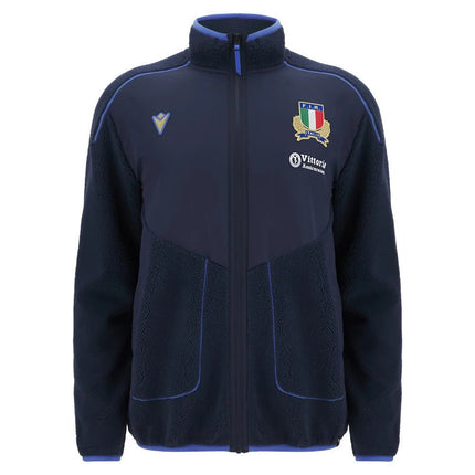 2025-2026 Italy FIR Rugby Ath Teddy Jacket (Navy) |Product - Jackets | Macron | Absolute Rugby