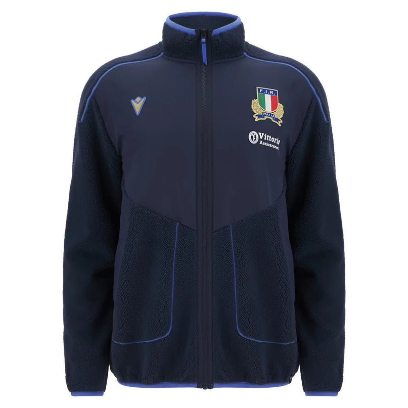 2025-2026 Italy FIR Rugby Ath Teddy Jacket (Navy) |Product - Jackets | Macron | Absolute Rugby