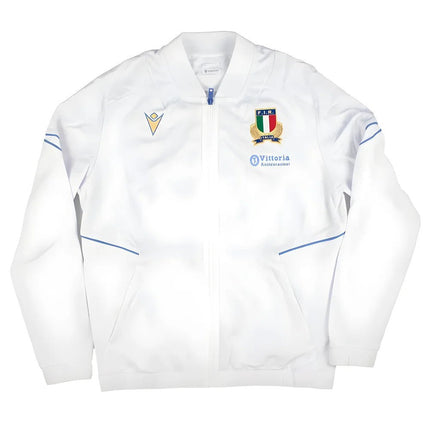 2025-2026 Italy FIR Rugby Training Full Zip Top (White) |Product - Training Tops | Macron | Absolute Rugby