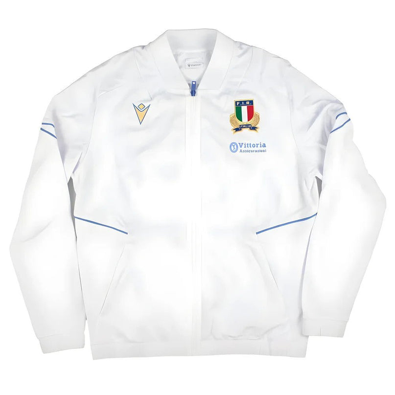 2025-2026 Italy FIR Rugby Training Full Zip Top (White) |Product - Training Tops | Macron | Absolute Rugby