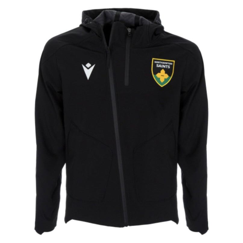 2025-2026 Northampton Saints Ath Softshell Hoody Jacket (Black) |Product - Jackets | Macron | Absolute Rugby