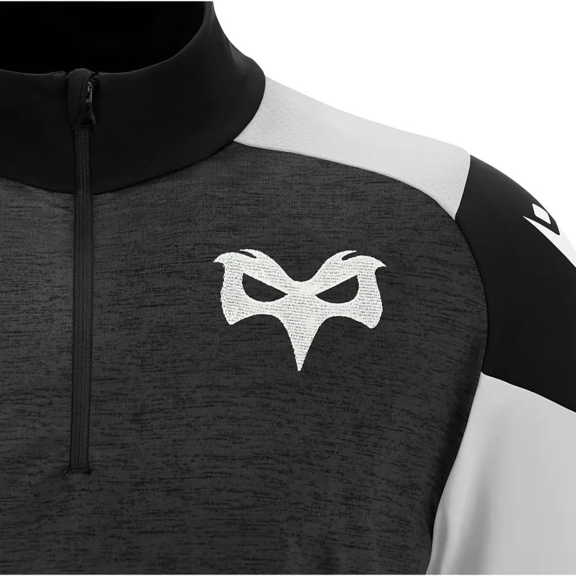 2025-2026 Ospreys Rugby 1/4 Zip Training Top (Black) |Product - Training Tops | Macron | Absolute Rugby