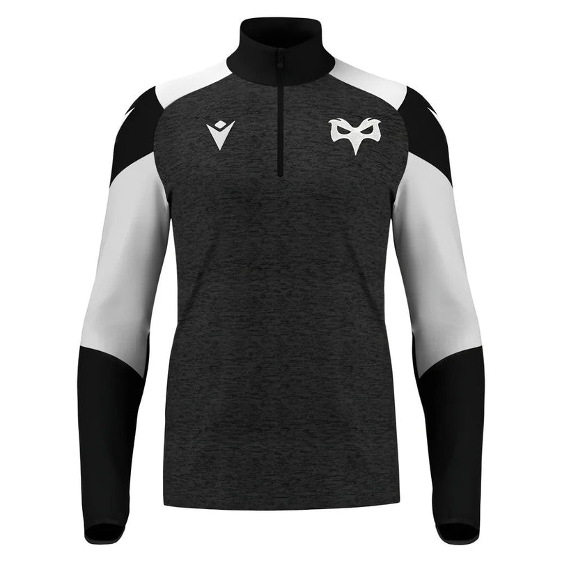 2025-2026 Ospreys Rugby 1/4 Zip Training Top (Black) |Product - Training Tops | Macron | Absolute Rugby