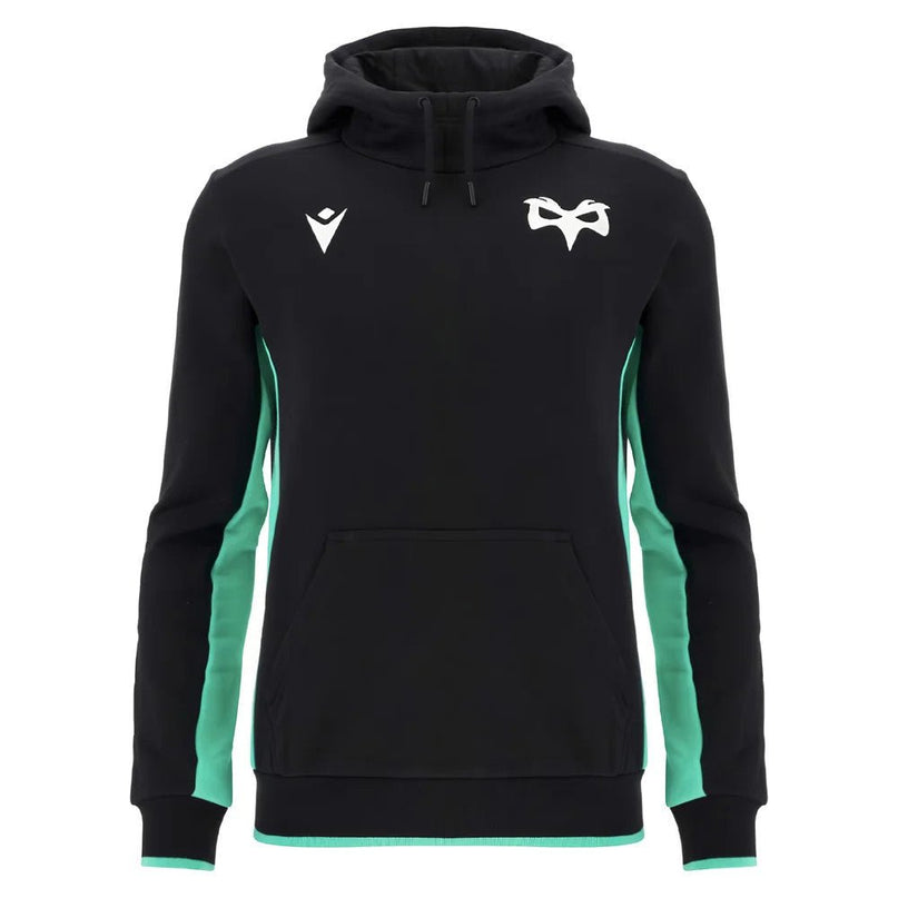 2025-2026 Ospreys Rugby Cotton Hooded Sweat (Black) |Product - Sweat Tops | Macron | Absolute Rugby