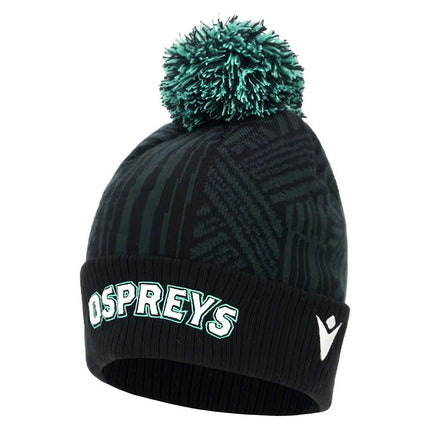 2025-2026 Ospreys Rugby Custom Pom Pom Beanie (Black) |Product - Headwear | Macron | Absolute Rugby