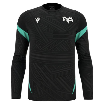 2025-2026 Ospreys Rugby Poly LS Training Tee (Black) |Product - Training Shirts | Macron | Absolute Rugby