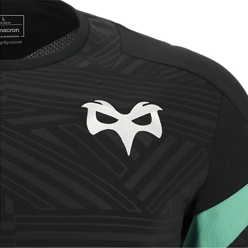 2025-2026 Ospreys Rugby Poly LS Training Tee (Black) |Product - Training Shirts | Macron | Absolute Rugby
