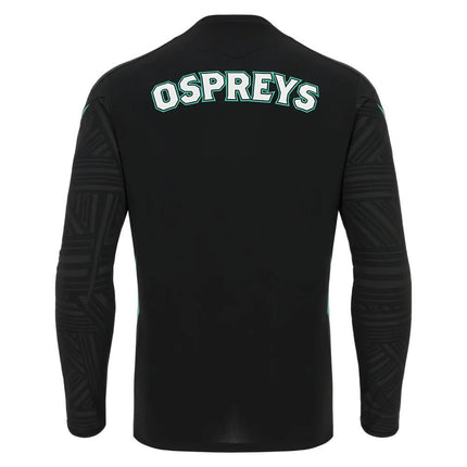 2025-2026 Ospreys Rugby Poly LS Training Tee (Black) |Product - Training Shirts | Macron | Absolute Rugby