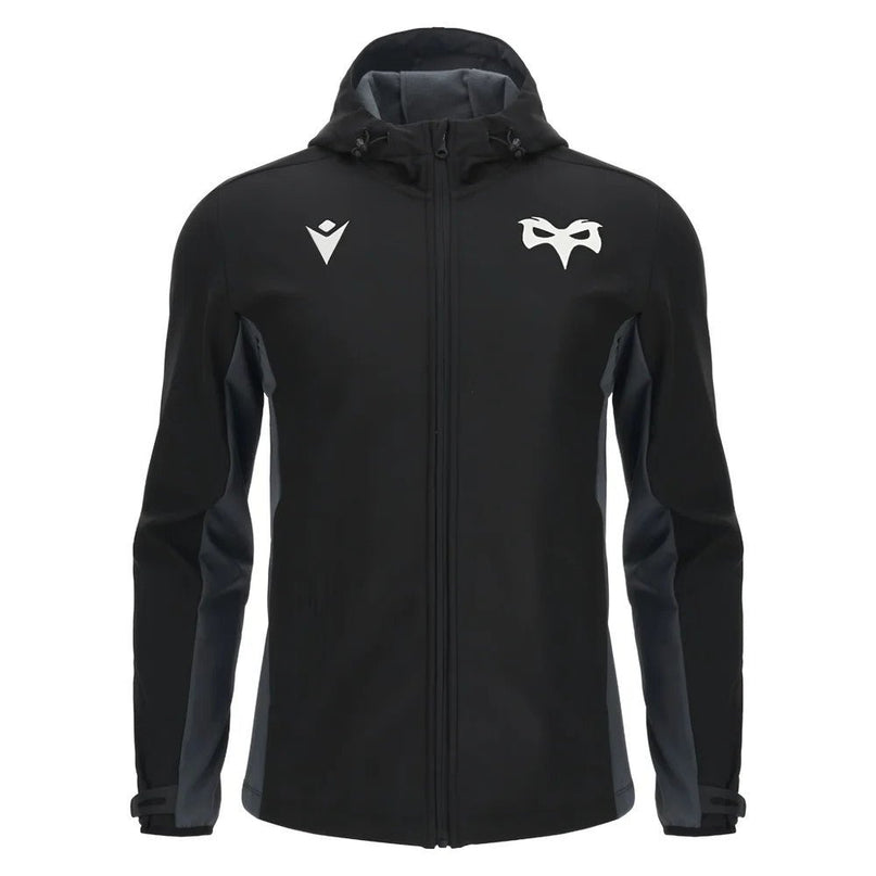 2025-2026 Ospreys Rugby Softshell Jacket (Black) |Product - Jackets | Macron | Absolute Rugby