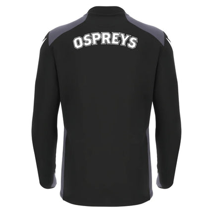 2025-2026 Ospreys Rugby Training Roundneck Top (Black) |Product - Sweat Tops | Macron | Absolute Rugby