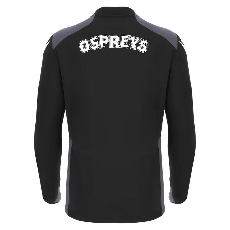 2025-2026 Ospreys Rugby Training Roundneck Top (Black) |Product - Sweat Tops | Macron | Absolute Rugby