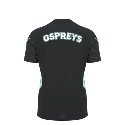 2025-2026 Ospreys Training Poly Rugby Shirt (Black) - Kids |Product - Training Shirts | Macron | Absolute Rugby