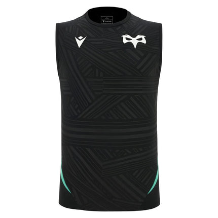 2025-2026 Ospreys Training Poly Sleeveless Shirt (Black) |Product - Sleeveless | Macron | Absolute Rugby