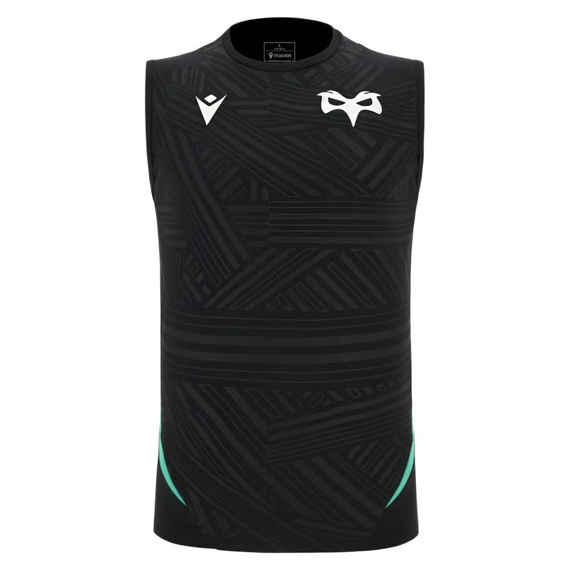 2025-2026 Ospreys Training Poly Sleeveless Shirt (Black) |Product - Sleeveless | Macron | Absolute Rugby