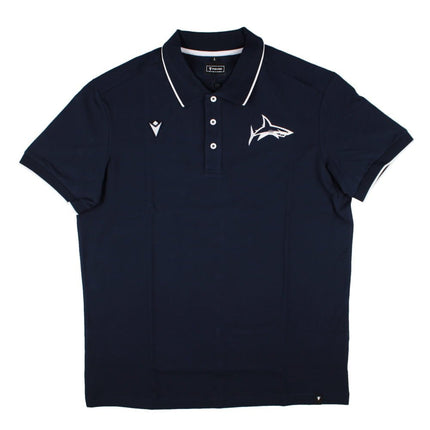 2025-2026 Sale Sharks Ath Cotton Polo Shirt (Navy) |Product - Polo Shirts | Macron | Absolute Rugby