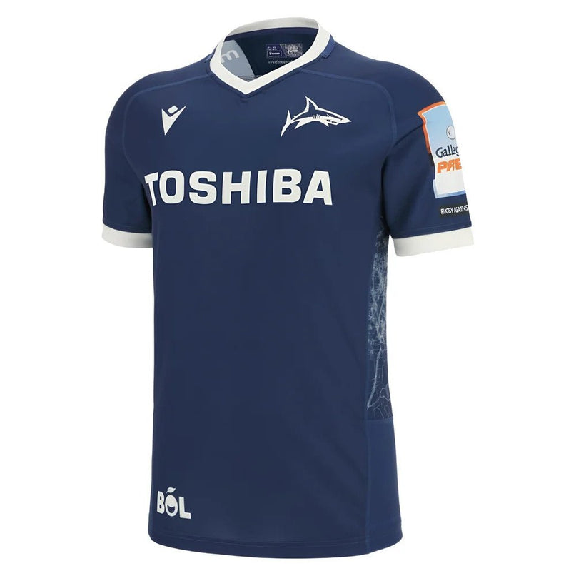 2025-2026 Sale Sharks Home Rugby Shirt (Kids) |Product - Football Shirts | Macron | Absolute Rugby