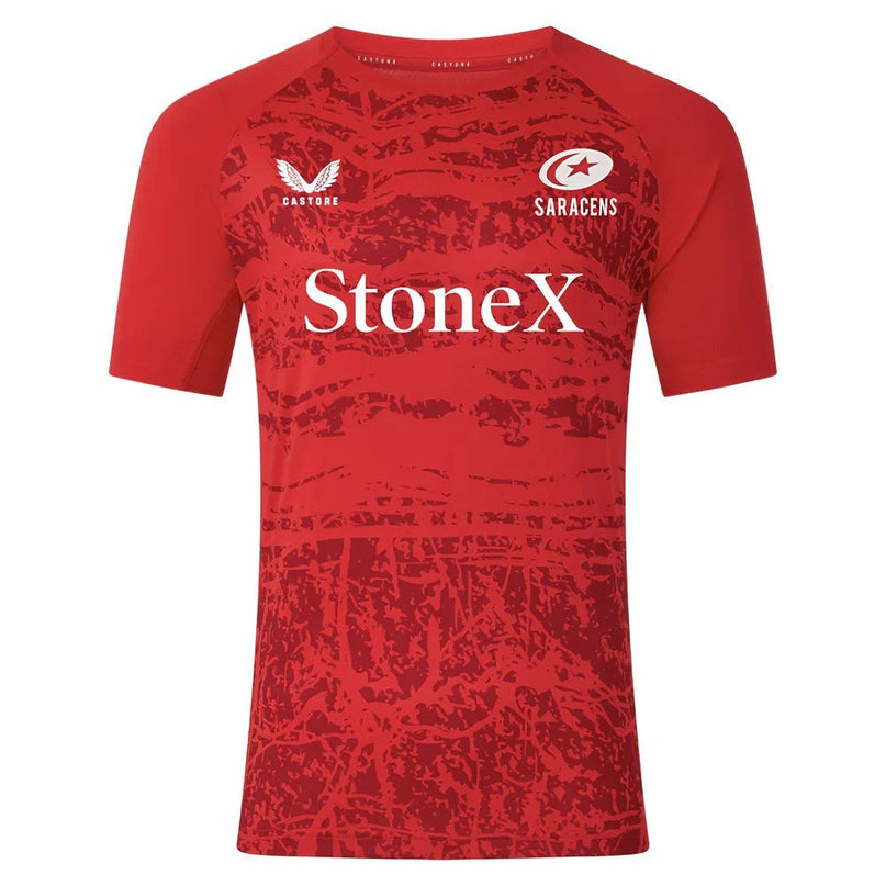 2025-2026 Saracens Pre Match Short Sleeve Tee (Red) |Product - Training Shirts | Castore | Absolute Rugby