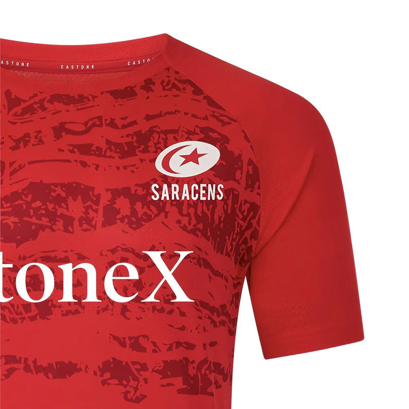 2025-2026 Saracens Pre Match Short Sleeve Tee (Red) |Product - Training Shirts | Castore | Absolute Rugby