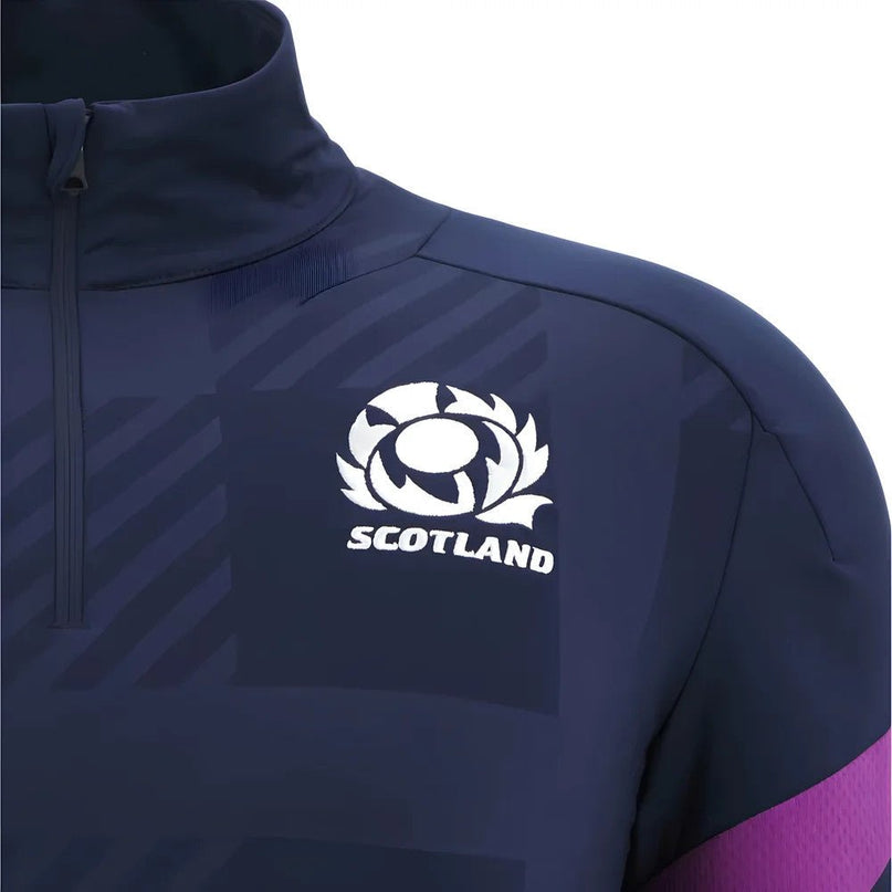 2025-2026 Scotland Rugby 1/4 Zip Training Top (Navy) |Product - Training Tops | Macron | Absolute Rugby