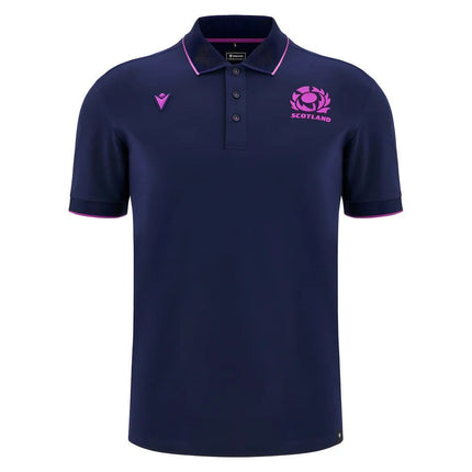 2025-2026 Scotland Rugby Ath Polo Piquet Shirt (Navy) |Product - Polo Shirts | Macron | Absolute Rugby
