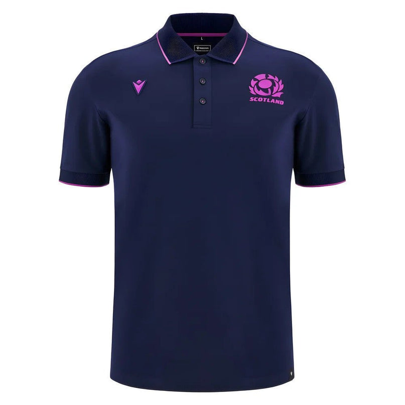 2025-2026 Scotland Rugby Ath Polo Piquet Shirt (Navy) |Product - Polo Shirts | Macron | Absolute Rugby