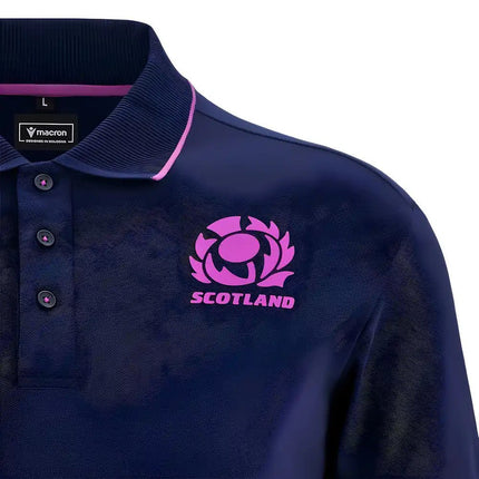 2025-2026 Scotland Rugby Ath Polo Piquet Shirt (Navy) |Product - Polo Shirts | Macron | Absolute Rugby