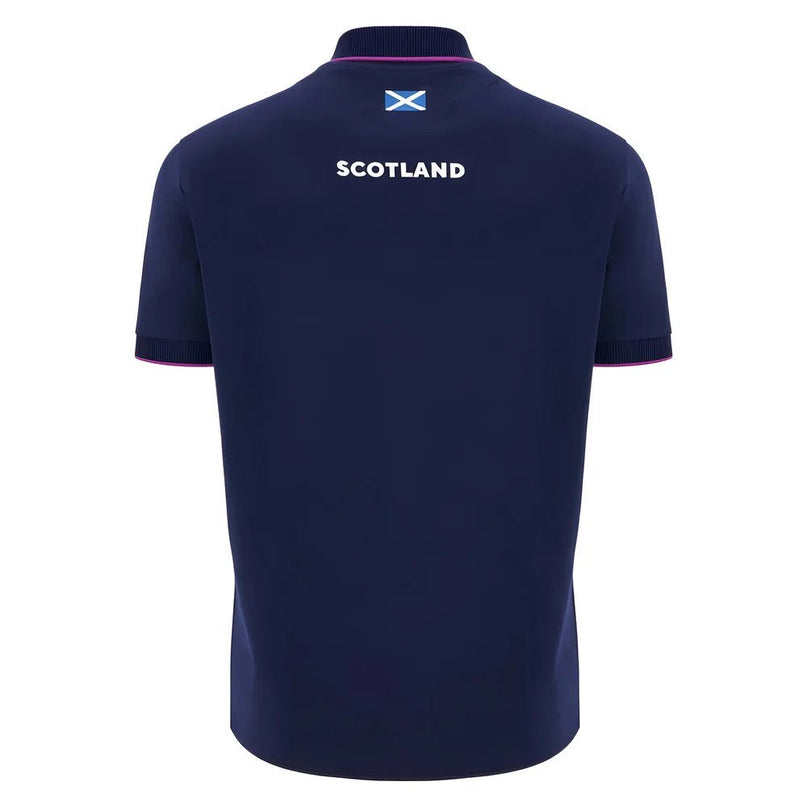 2025-2026 Scotland Rugby Ath Polo Piquet Shirt (Navy) |Product - Polo Shirts | Macron | Absolute Rugby