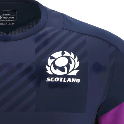 2025-2026 Scotland Rugby Training Poly Shirt (Navy) |Product - Training Shirts | Macron | Absolute Rugby