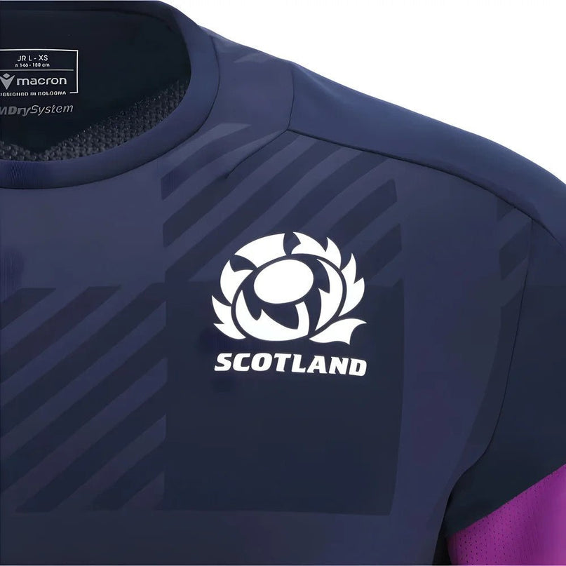 2025-2026 Scotland Rugby Training Poly Shirt (Navy) - Kids |Product - Training Shirts | Macron | Absolute Rugby