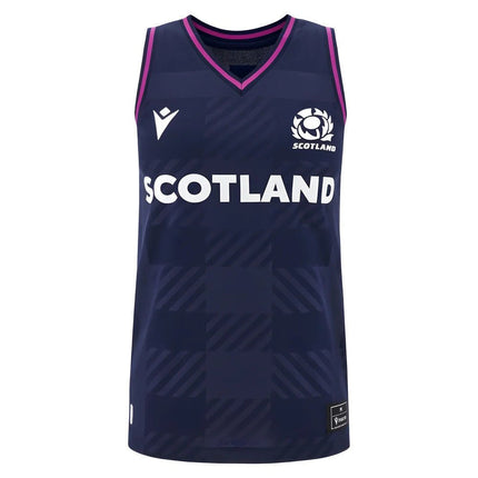 2025-2026 Scotland Rugby Training Singlet (Navy) - Womens |Product - Sleeveless | Macron | Absolute Rugby