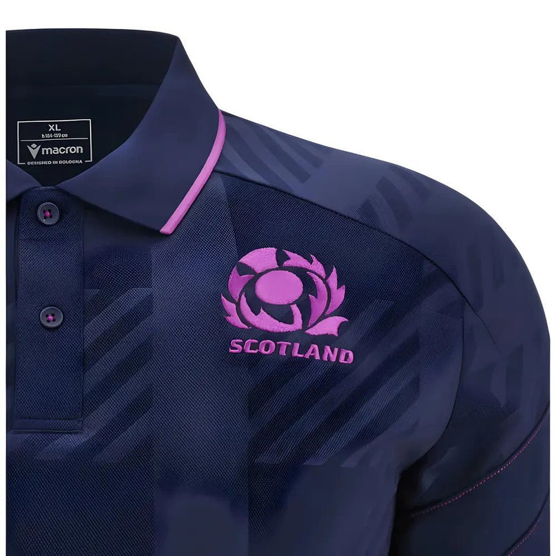 2025-2026 Scotland Rugby Travel Polo Shirt (Navy) - Kids |Product - Polo Shirts | Macron | Absolute Rugby