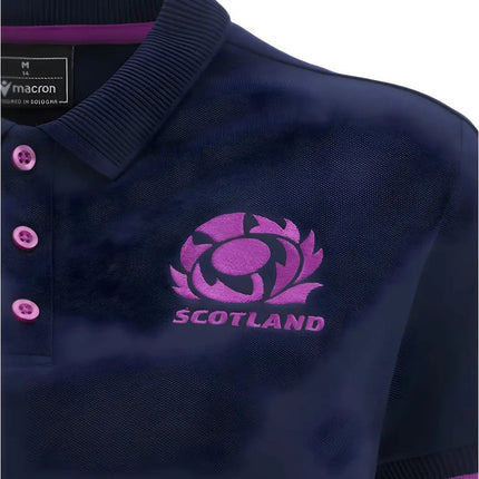 2025-2026 Scotland Rugby Travel Polo Shirt (Navy) - Womens |Product - Polo Shirts | Macron | Absolute Rugby