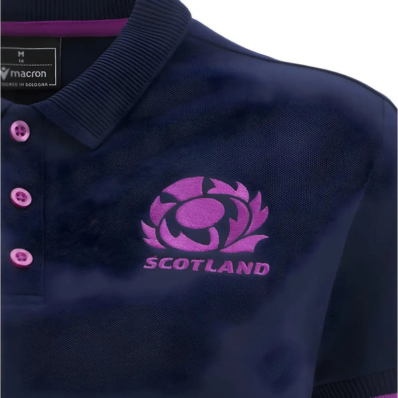 2025-2026 Scotland Rugby Travel Polo Shirt (Navy) - Womens |Product - Polo Shirts | Macron | Absolute Rugby