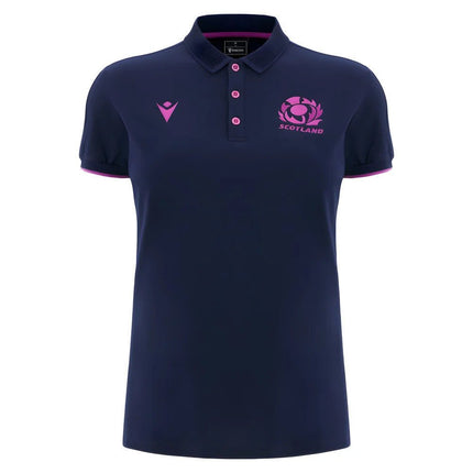 2025-2026 Scotland Rugby Travel Polo Shirt (Navy) - Womens |Product - Polo Shirts | Macron | Absolute Rugby