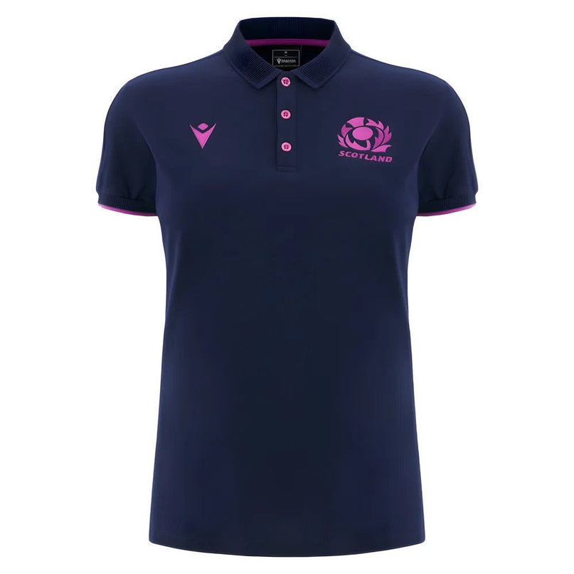 2025-2026 Scotland Rugby Travel Polo Shirt (Navy) - Womens |Product - Polo Shirts | Macron | Absolute Rugby