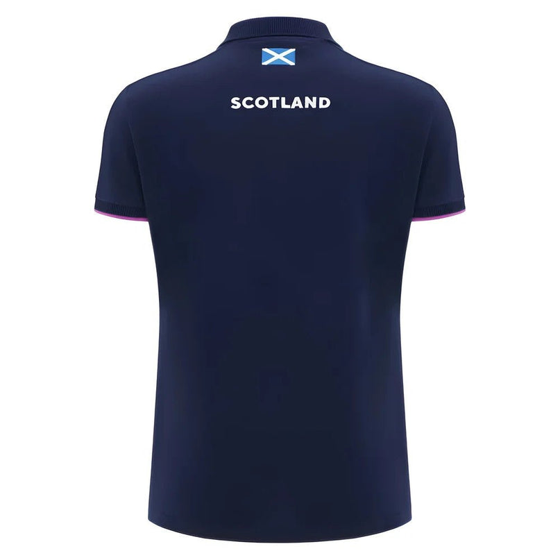 2025-2026 Scotland Rugby Travel Polo Shirt (Navy) - Womens |Product - Polo Shirts | Macron | Absolute Rugby