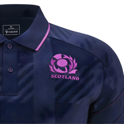 2025-2026 Scotland Rugby Travel Poly Polo Shirt (Navy) |Product - Polo Shirts | Macron | Absolute Rugby