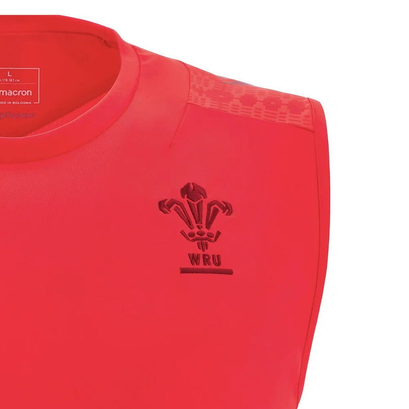 2025-2026 Wales Rugby Training Sleeveless Shirt (Red) |Product - Sleeveless | Macron | Absolute Rugby