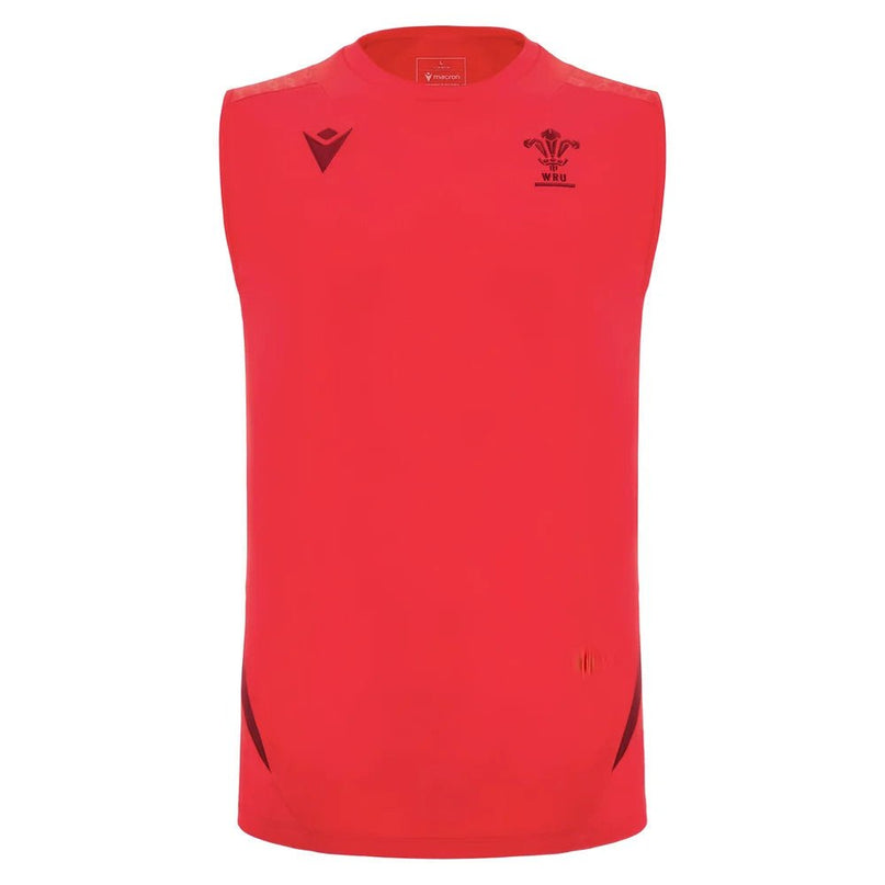 2025-2026 Wales Rugby Training Sleeveless Shirt (Red) |Product - Sleeveless | Macron | Absolute Rugby