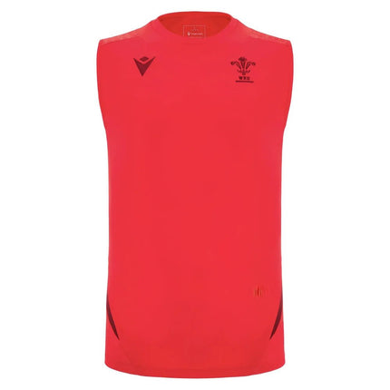 2025-2026 Wales Rugby Training Sleeveless Shirt (Red) |Product - Sleeveless | Macron | Absolute Rugby