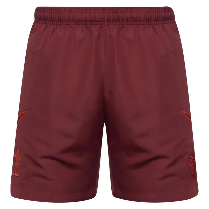 2025-2026 Wales Rugby Travel Bermuda Shorts (Deep Red) |Product - Shorts | Macron | Absolute Rugby
