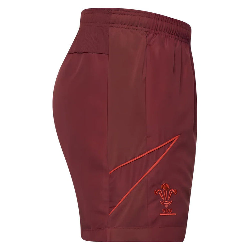 2025-2026 Wales Rugby Travel Bermuda Shorts (Deep Red) |Product - Shorts | Macron | Absolute Rugby