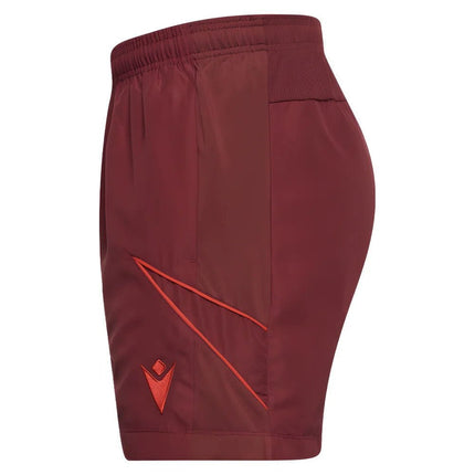 2025-2026 Wales Rugby Travel Bermuda Shorts (Deep Red) |Product - Shorts | Macron | Absolute Rugby